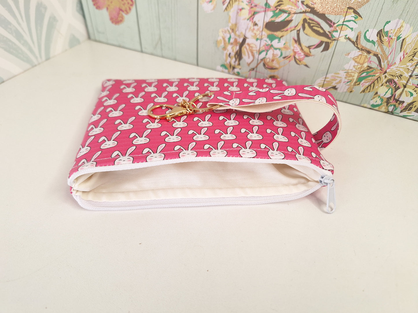 Rabbit Themed Clutch Bag With Matching Strap, Cute Animal Themed Bag Accessories, Travel Passport Holder, Makeup Travel Holiday Essential