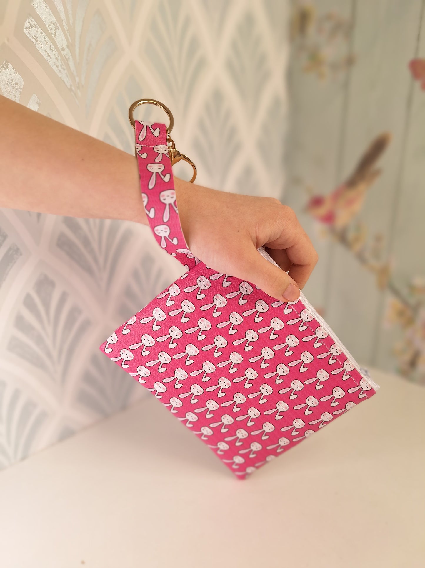 Rabbit Themed Clutch Bag With Matching Strap, Cute Animal Themed Bag Accessories, Travel Passport Holder, Makeup Travel Holiday Essential