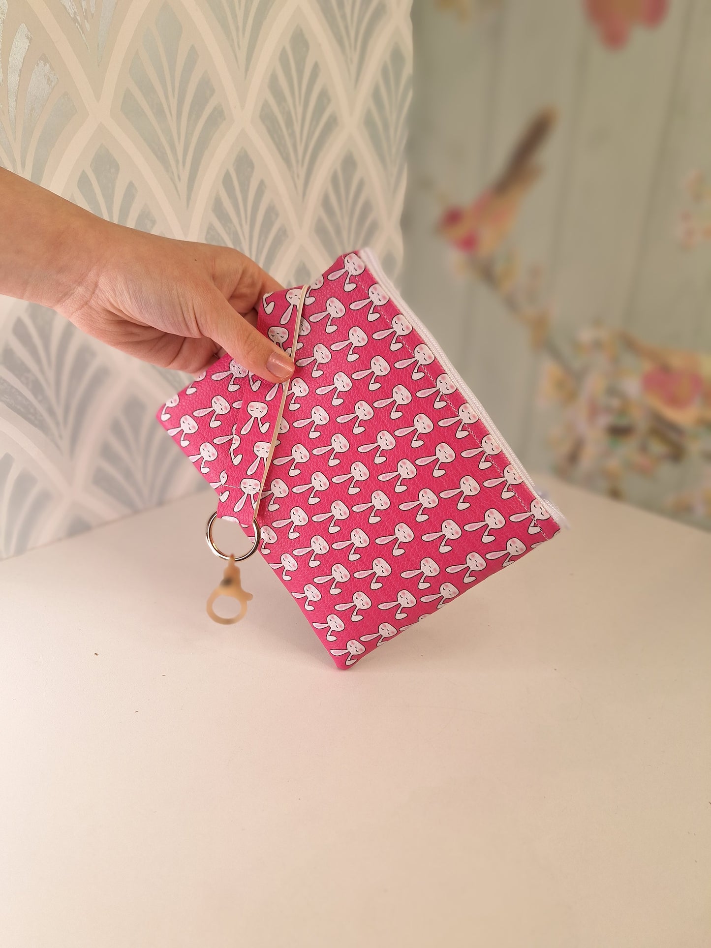 Rabbit Themed Clutch Bag With Matching Strap, Cute Animal Themed Bag Accessories, Travel Passport Holder, Makeup Travel Holiday Essential