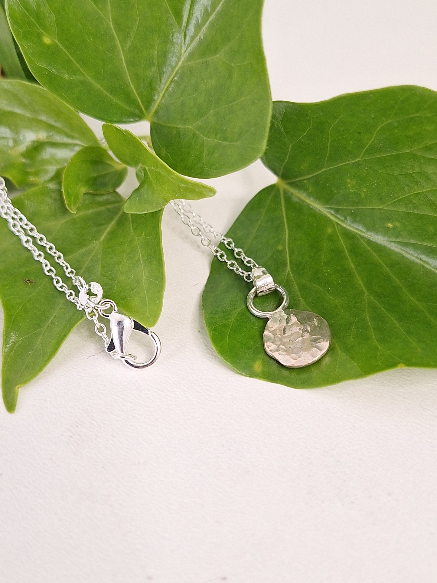 Sterling Silver 925 Hammer Textured Print Necklace, 100% Recycled Silver Handmade Silver Gifts for Her, Handmade Recycled 925 Jewellery
