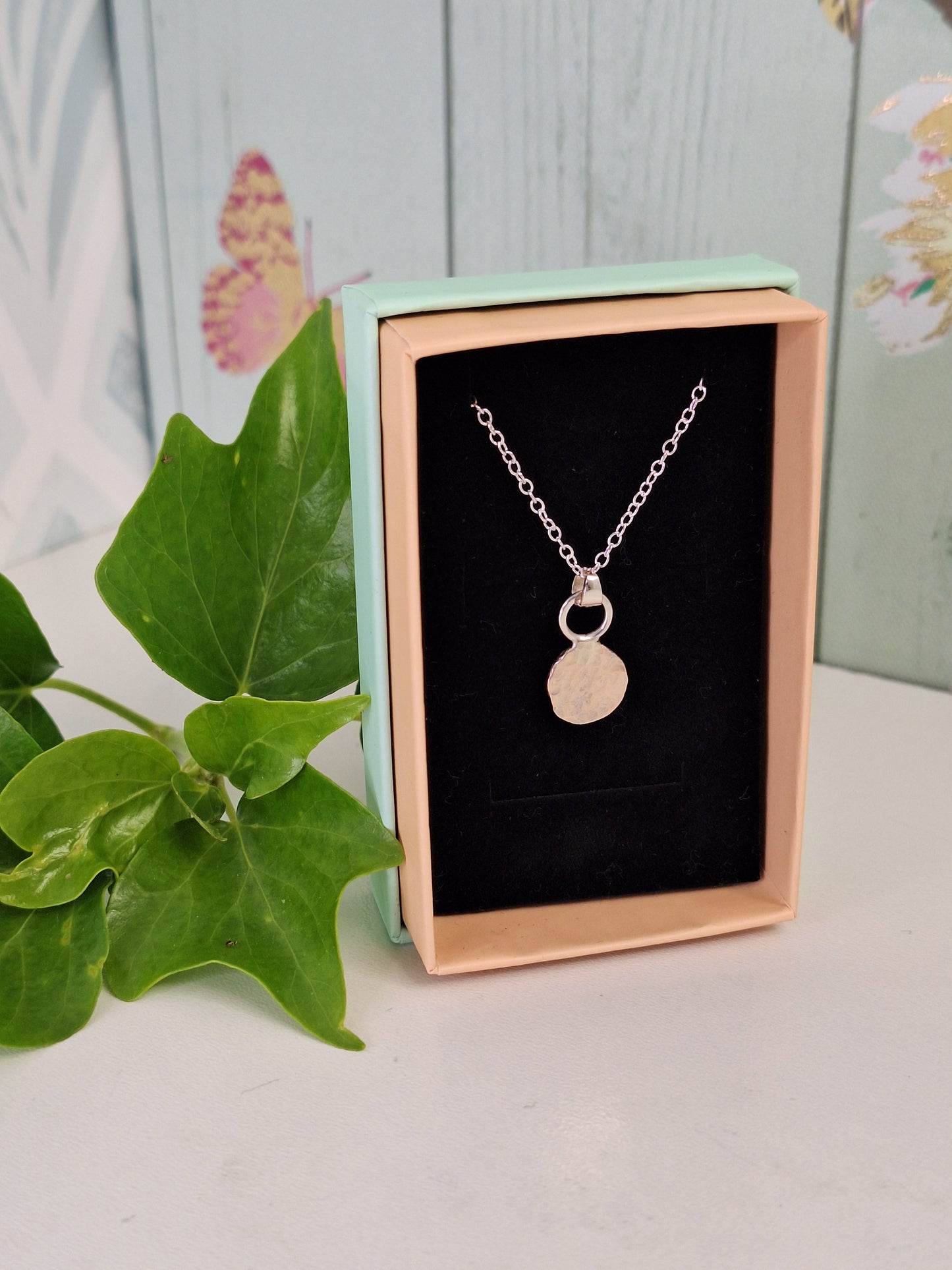 Sterling Silver 925 Hammer Textured Print Necklace, 100% Recycled Silver Handmade Silver Gifts for Her, Handmade Recycled 925 Jewellery