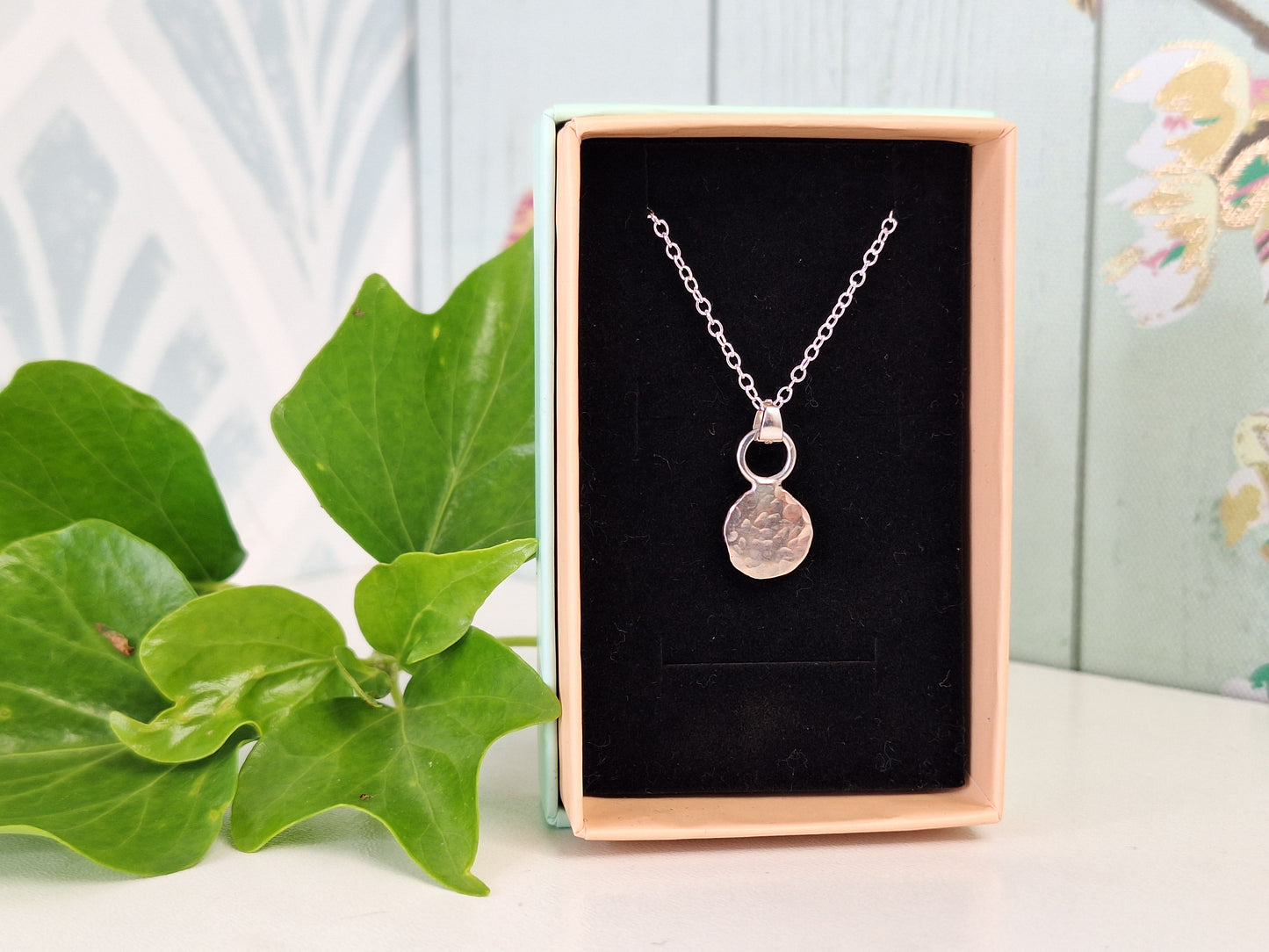 Sterling Silver 925 Hammer Textured Print Necklace, 100% Recycled Silver Handmade Silver Gifts for Her, Handmade Recycled 925 Jewellery
