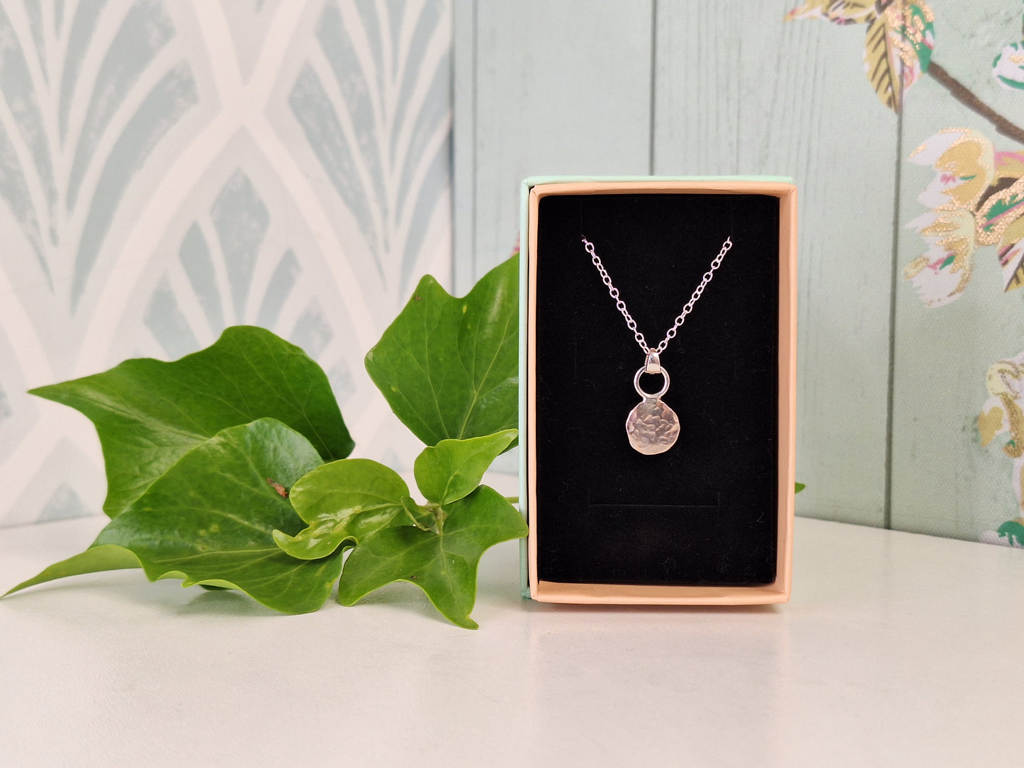 Sterling Silver 925 Hammer Textured Print Necklace, 100% Recycled Silver Handmade Silver Gifts for Her, Handmade Recycled 925 Jewellery