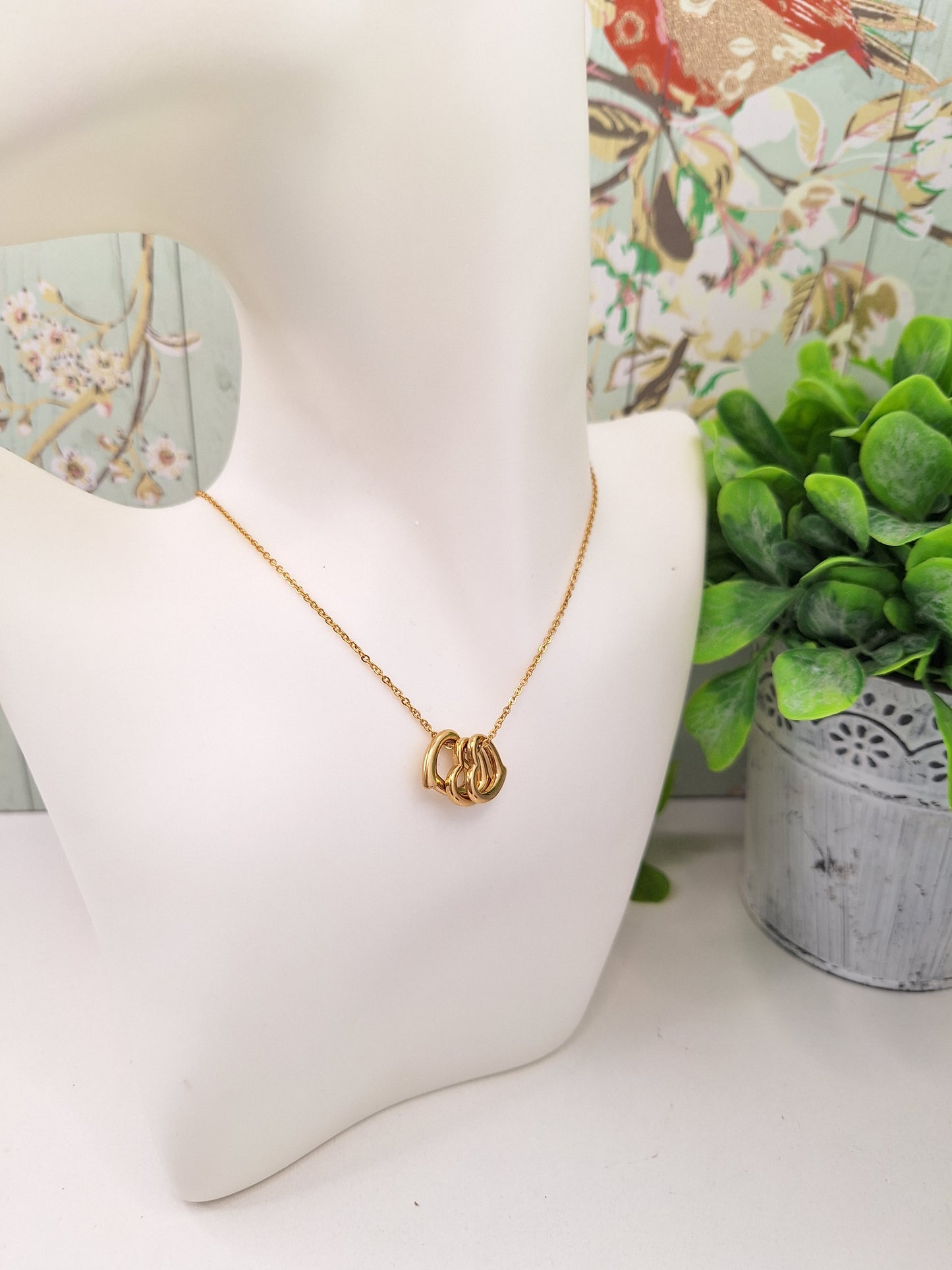 Golden Heart Hypoallergenic 304 Steel Earring and Necklace Set