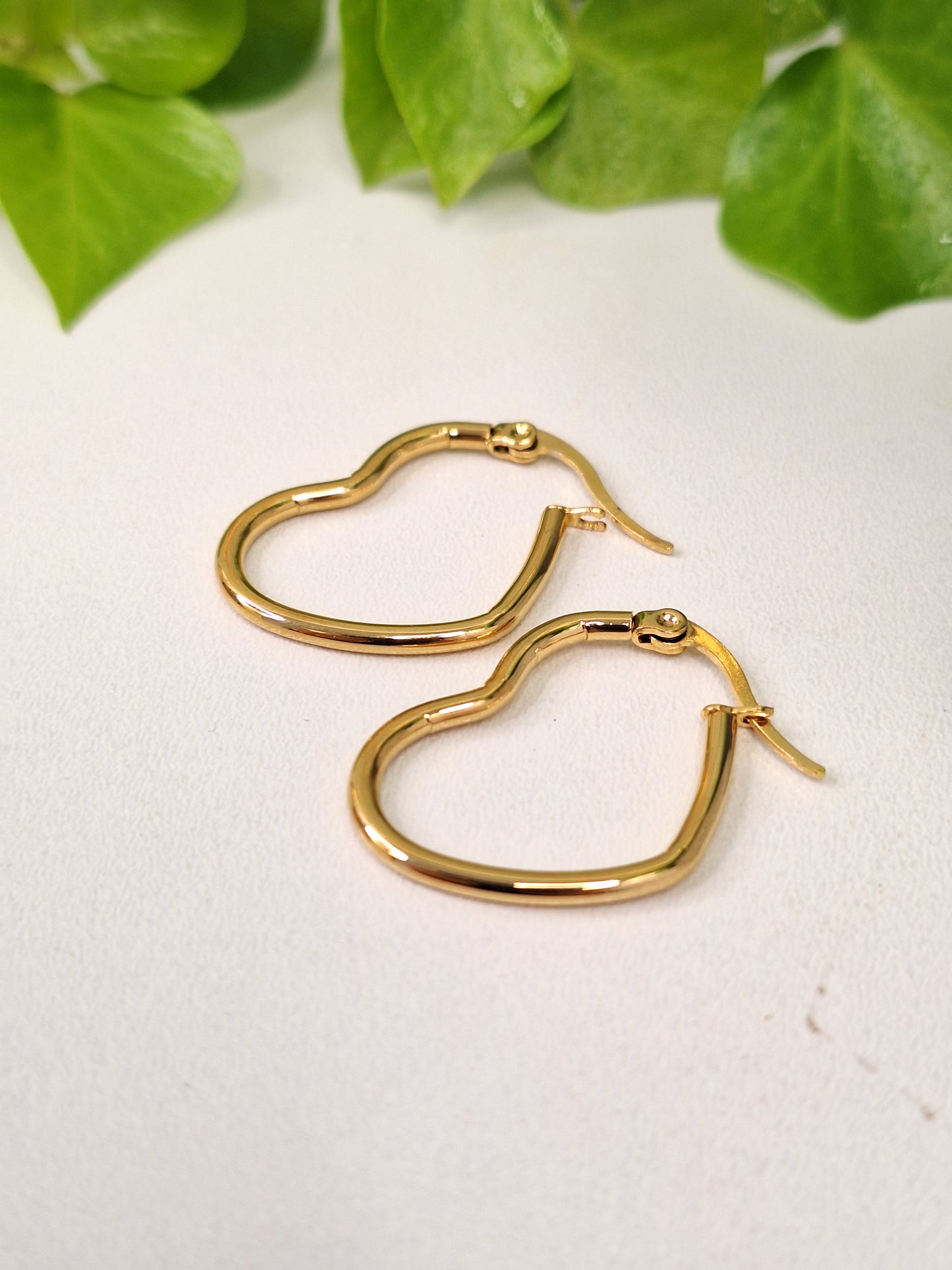 201 Stainless Steel Gold Heart Hoop Earrings, Hypoallergenic Earrings, Gold Earrings 16mm