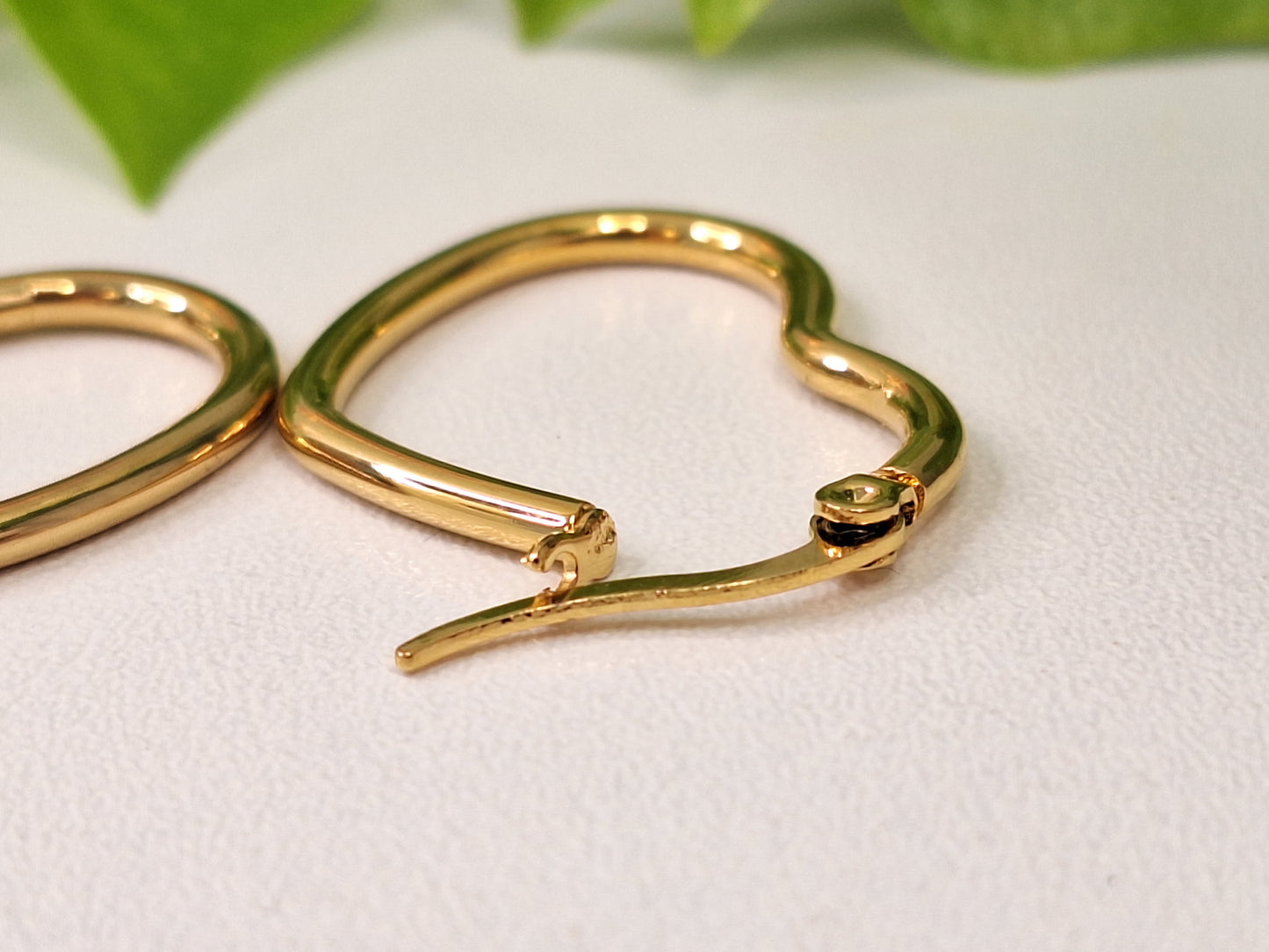 201 Stainless Steel Gold Heart Hoop Earrings, Hypoallergenic Earrings, Gold Earrings 16mm