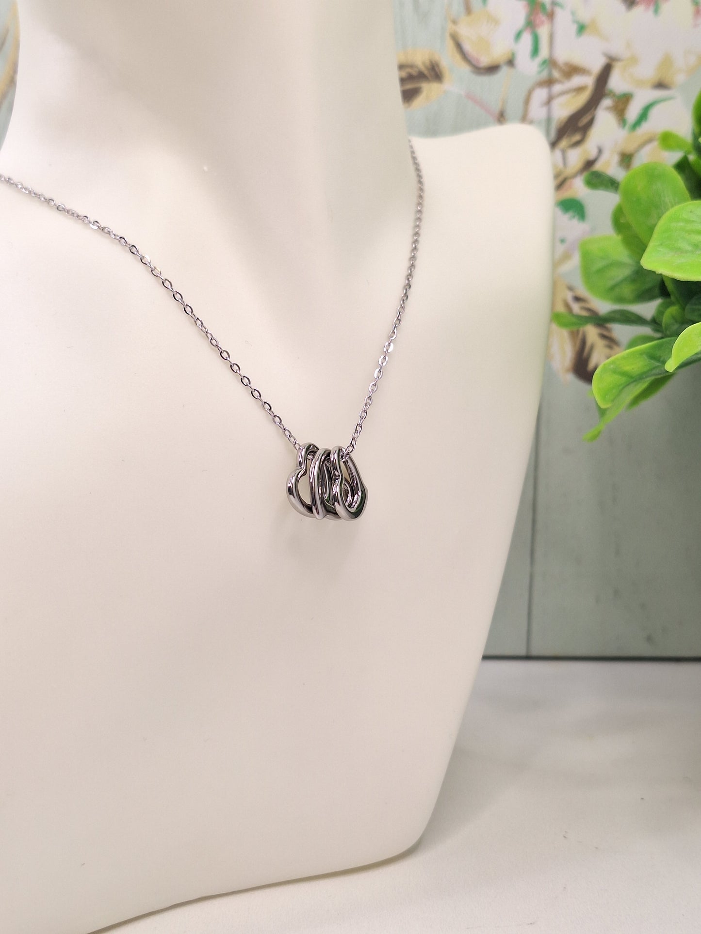 Silver Heart Hypoallergenic 304 Steel Earring and Necklace Set