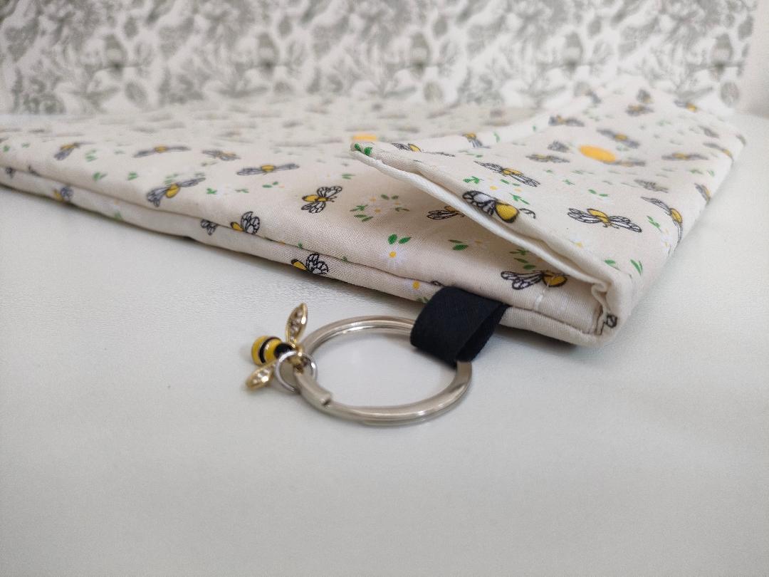 Adjustable Book Sleeve, Handmade Padded Protective Book Cosy, Yellow Bee Print Fabric Tablet Pouch, Holiday Book Essentials, Cute Bee Gifts