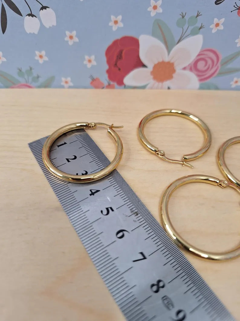 Oversized Stainless Steel 201 Hypoallergenic Minimalistic Hoops, Large Gold Hoop