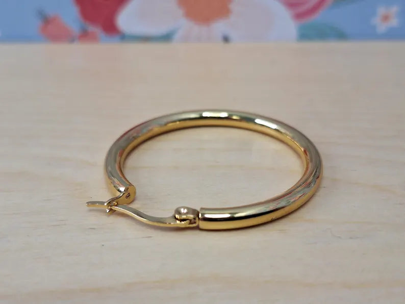 Oversized Stainless Steel 201 Hypoallergenic Minimalistic Hoops, Large Gold Hoop