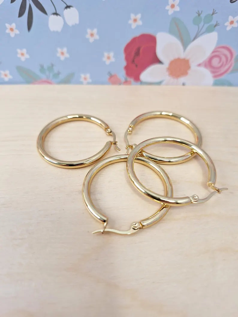Oversized Stainless Steel 201 Hypoallergenic Minimalistic Hoops, Large Gold Hoop