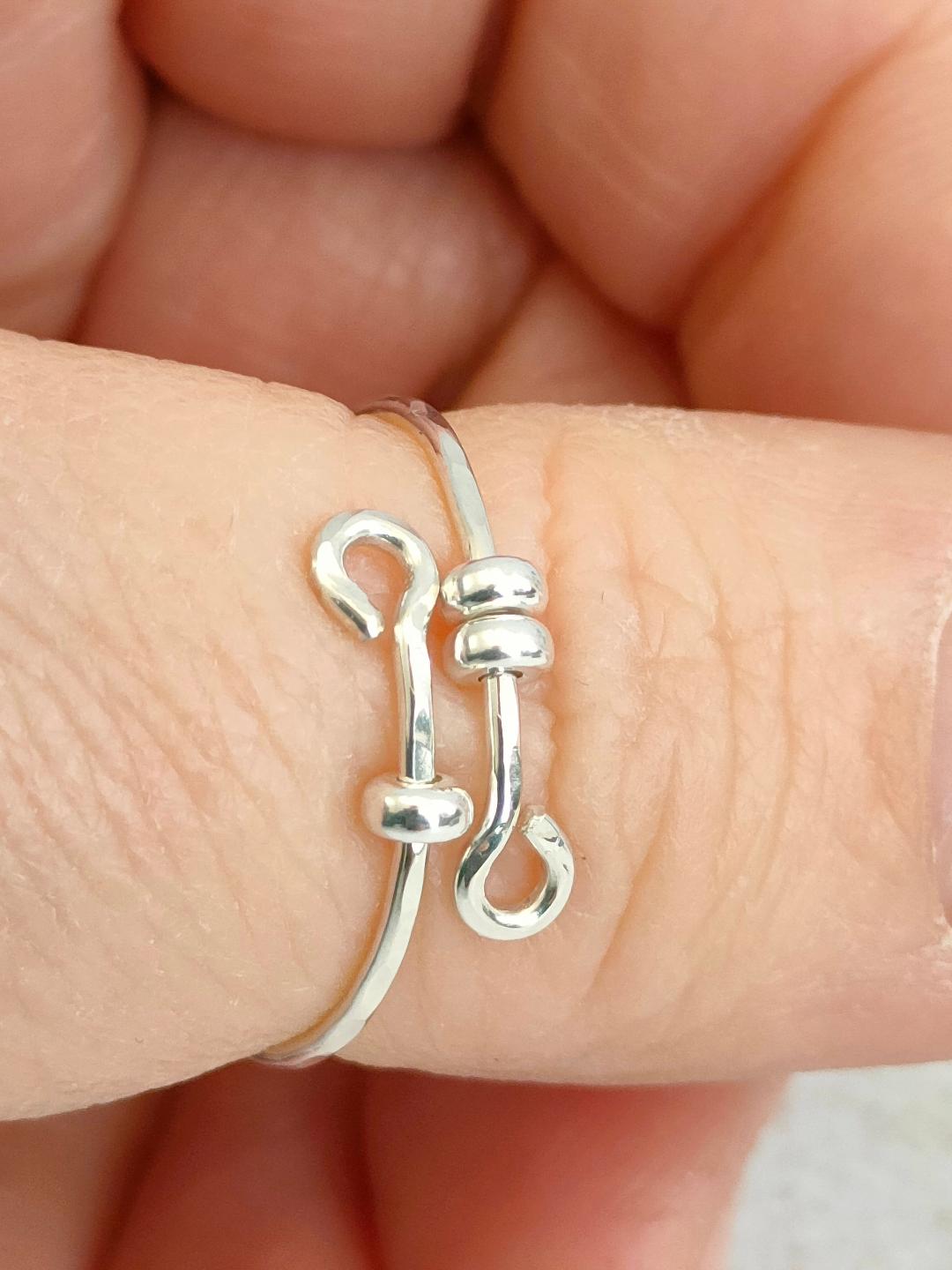 Single Twist, 925 Sterling Silver Thumb Fidget ring, Anxiety ring, Thin Fidget Ring, Fidget ring, (one size)(1mm thick)Hand hammered ring