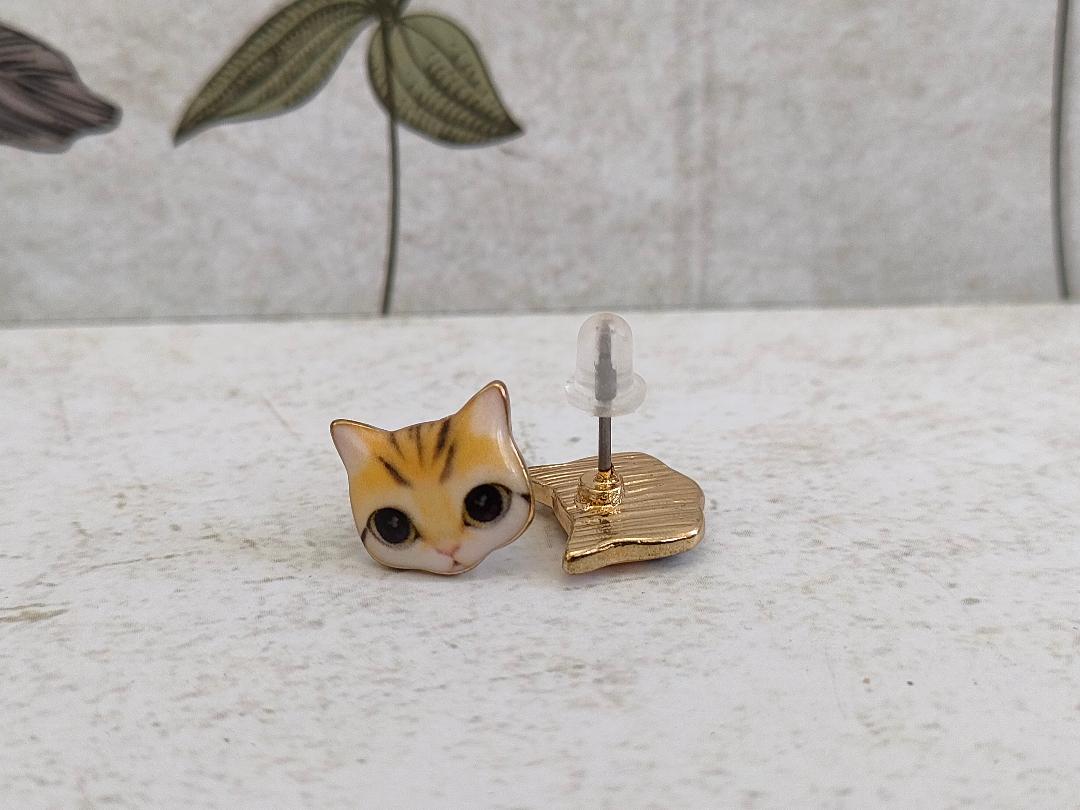 Cute Cat Studs, Tabby Cat Jewellery for Cat Lovers