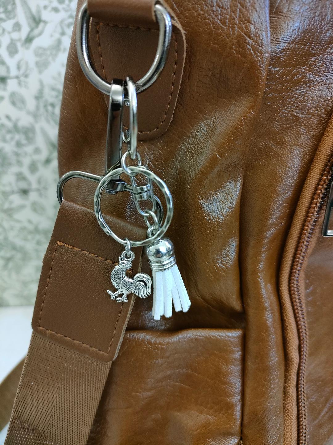 Chicken Charm Keyrings, Bag and Purse Keyring Accessories, Gift for Chicken lovers, Animal themed Keyrings and Keychains