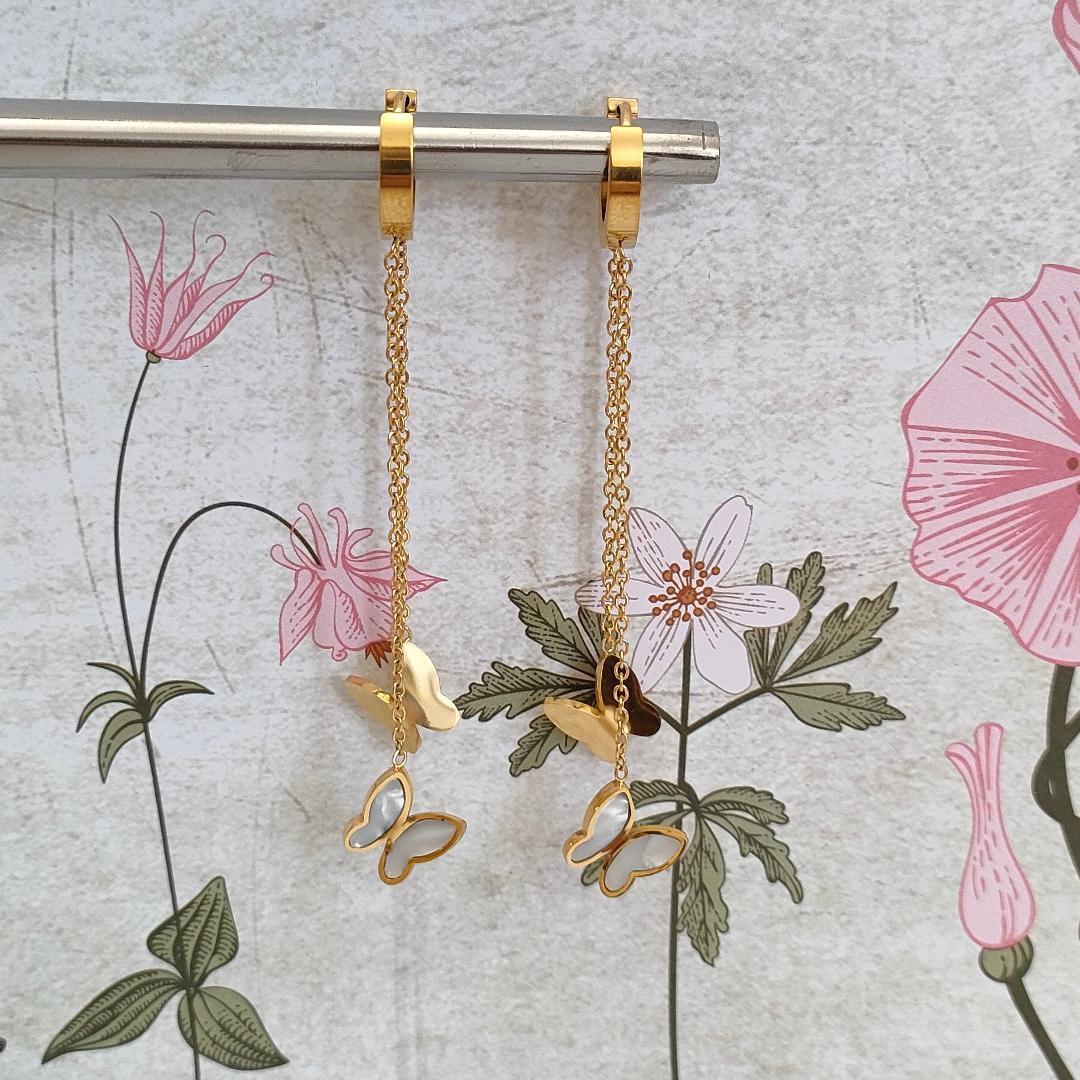 Butterfly Huggie Hoop Gold Earrings, Statement Earrings, Butterfly Hoop Earrings.