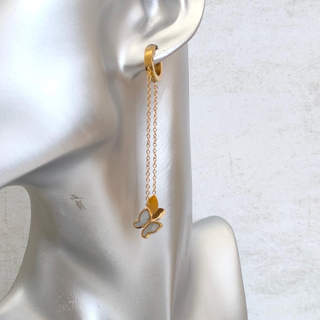 Butterfly Huggie Hoop Gold Earrings, Statement Earrings, Butterfly Hoop Earrings.