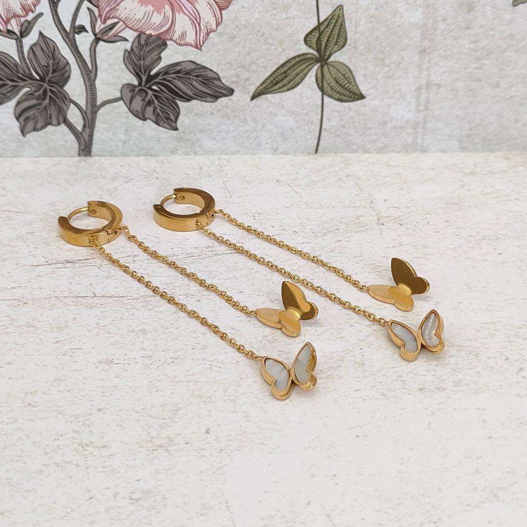 Butterfly Huggie Hoop Gold Earrings, Statement Earrings, Butterfly Hoop Earrings.
