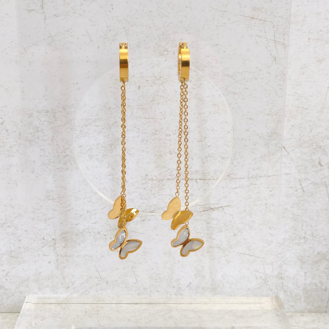 Butterfly Huggie Hoop Gold Earrings, Statement Earrings, Butterfly Hoop Earrings.
