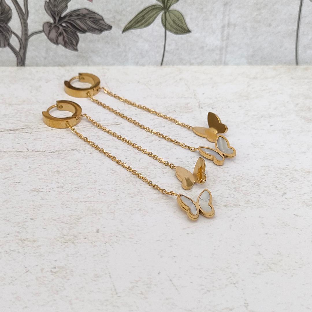 Butterfly Huggie Hoop Gold Earrings, Statement Earrings, Butterfly Hoop Earrings.