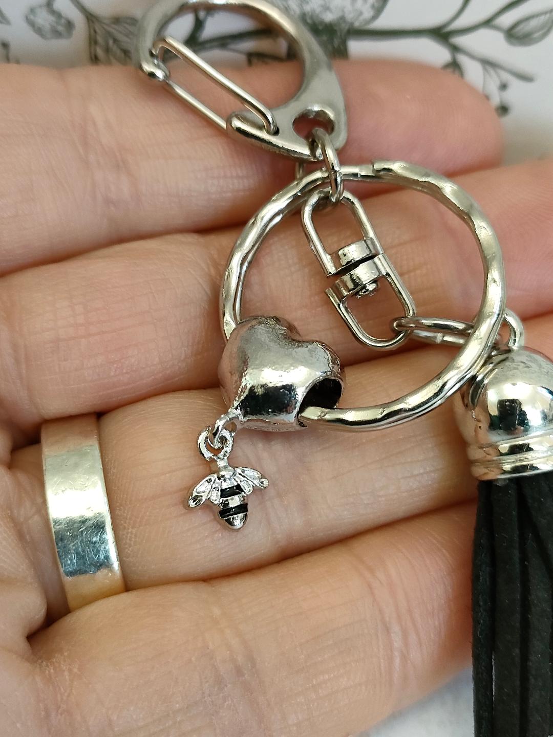 Tiny BeeCharm Keyrings, Bag and Purse Keyring Accessories, Gift for Bee lovers, Animal and Insect themed Keyrings and Keychains