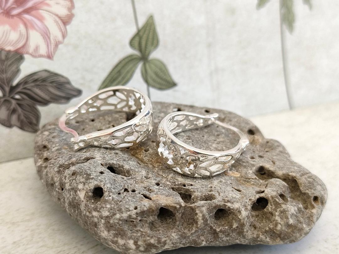 Stainless Steel Silver colour cut out Hoops, 925 Chunky Hoops, Earrings for women, Minimalistic simple Hoops