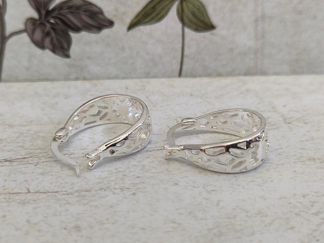 Stainless Steel Silver colour cut out Hoops, 925 Chunky Hoops, Earrings for women, Minimalistic simple Hoops