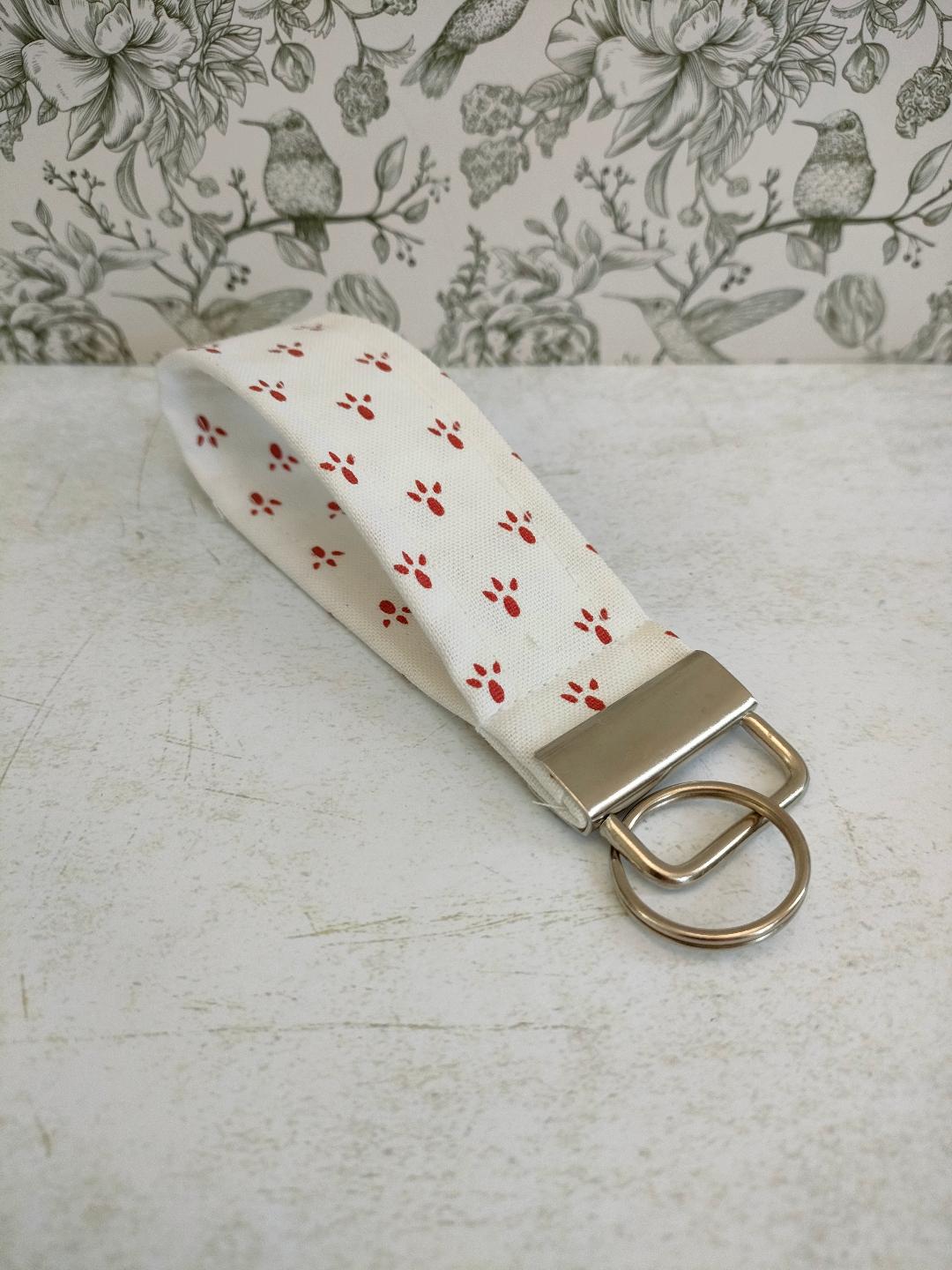 Bird Feet Key Fob, Car key Accesorie, Bird Lover Gift, Handy Key Organiser, Bird Print Fabric Keyring, Gift for Mum, Small Handmade Key Fob