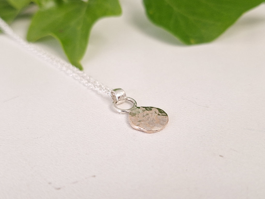 Sterling Silver 925 Hammer Textured Print Necklace, 100% Recycled Silver Handmade Silver Gifts for Her, Handmade Recycled 925 Jewellery
