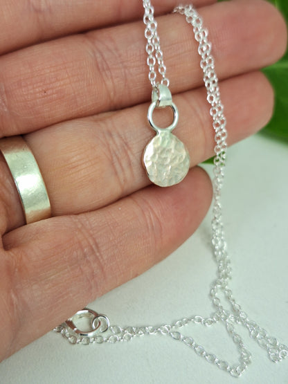 Sterling Silver 925 Hammer Textured Print Necklace, 100% Recycled Silver Handmade Silver Gifts for Her, Handmade Recycled 925 Jewellery