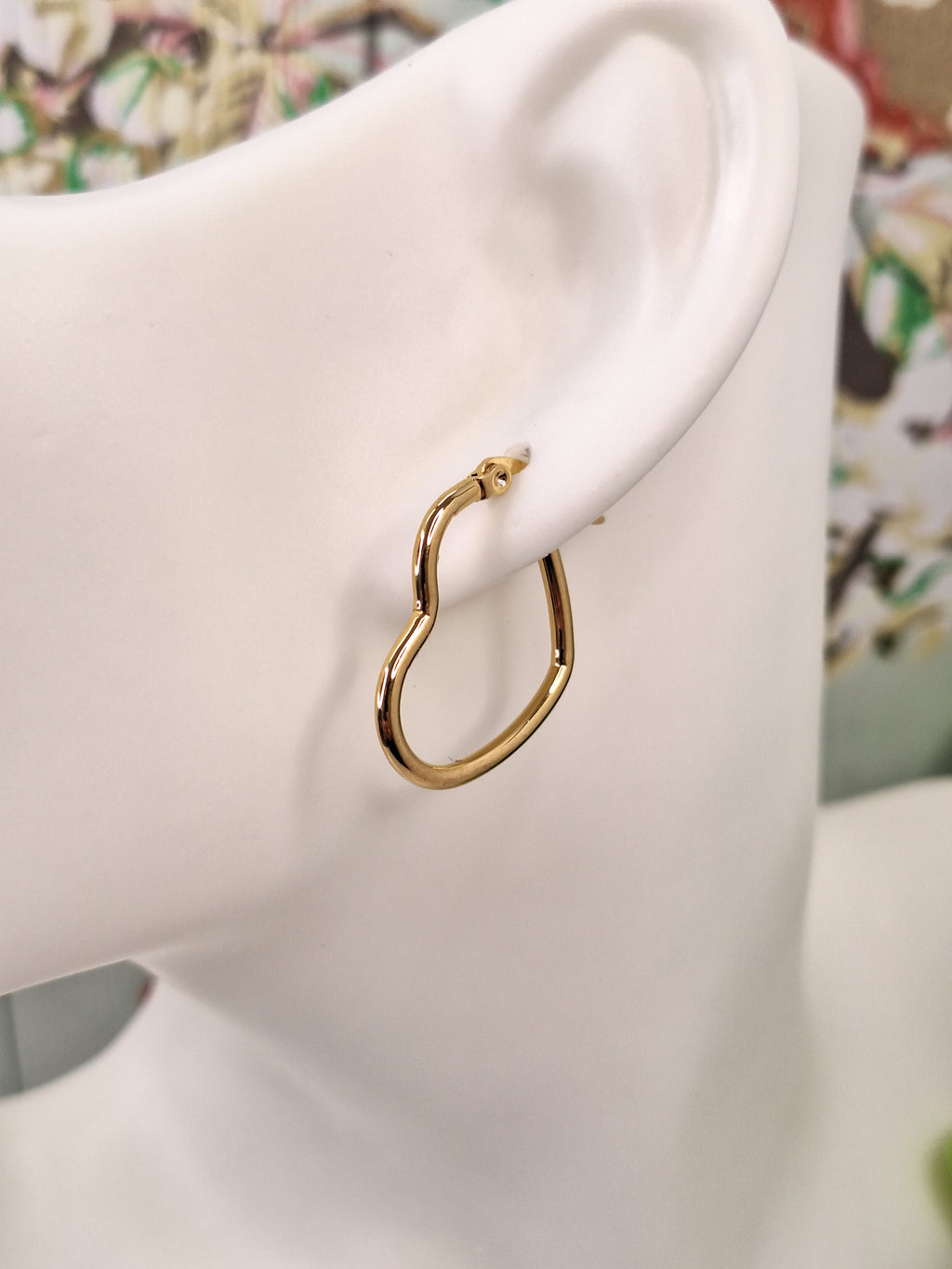 201 Stainless Steel Gold Heart Hoop Earrings, Hypoallergenic Earrings, Gold Earrings 16mm