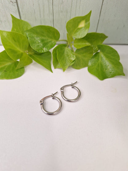 304 Stainless Steel Hoop Earrings, Hypoallergenic Huggy Hoop Earring Findings, Stainless Steel Colour, 16mm