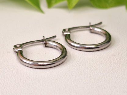 304 Stainless Steel Hoop Earrings, Hypoallergenic Huggy Hoop Earring Findings, Stainless Steel Colour, 16mm