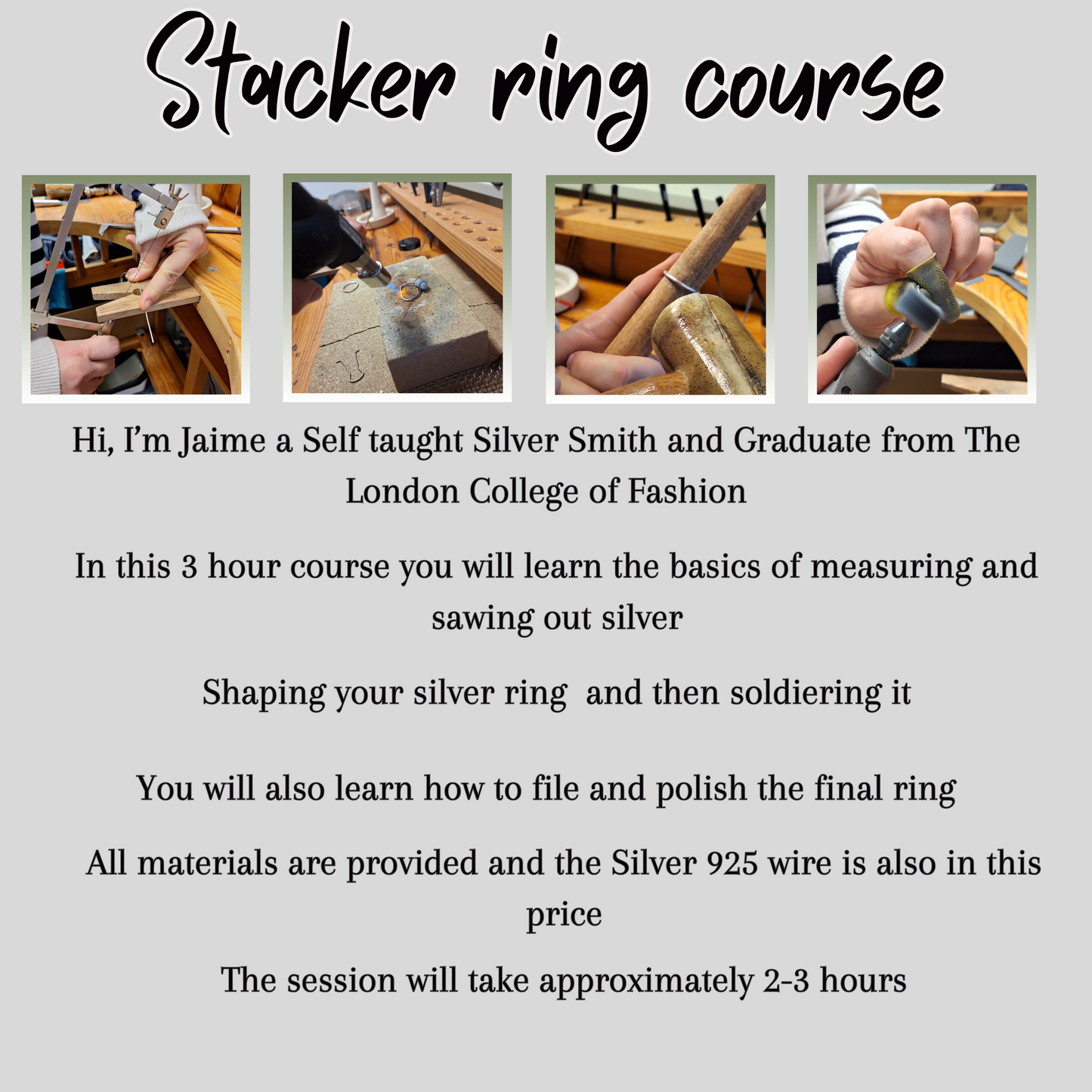 Stacker Ring Course with Sterling Silver 925 wire