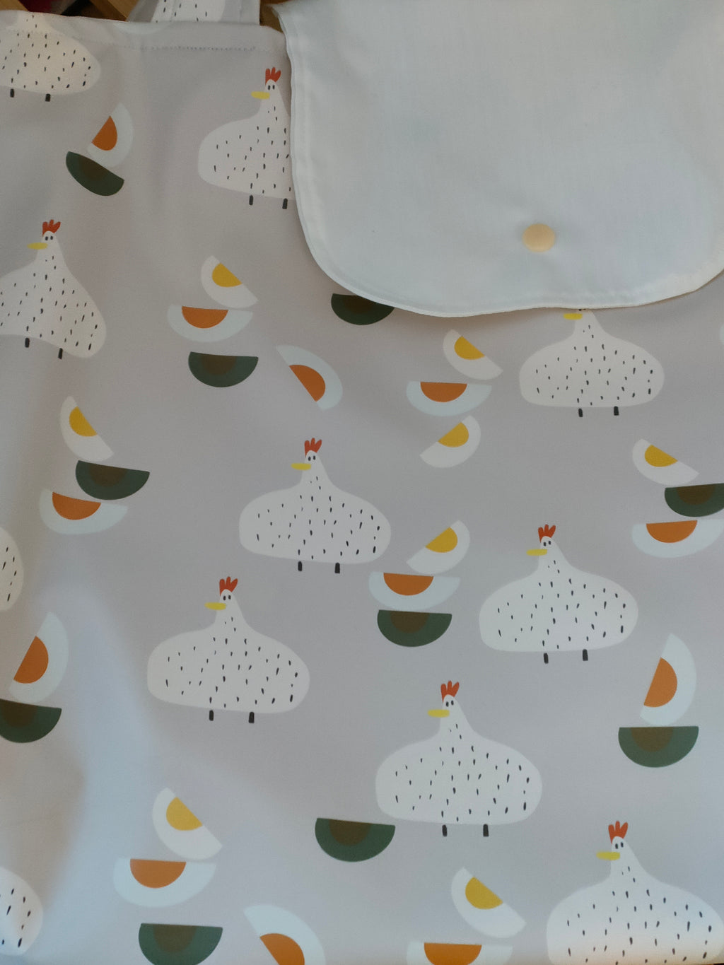 Chicken and Egg Shower Resistant Tote Bag with Inside Pocket, Fully Lined with Shoulder Strap, Everyday Shopping tote Bag, Gift for Chicken Lovers.