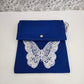 Butterfly Adjustable Book Sleeve In Blue, Handmade Padded Protective Book Cosy, Animal Print Fabric Tablet Pouch, Holiday Book Essentials