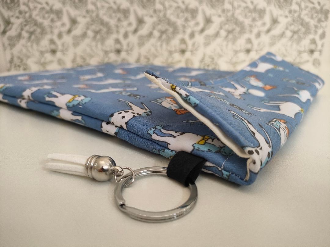 Adjustable Book Sleeve In Blue, Handmade Padded Protective Book Cosy, Dog Themed Animal Print Fabric Tablet Pouch, Holiday Book Essentials