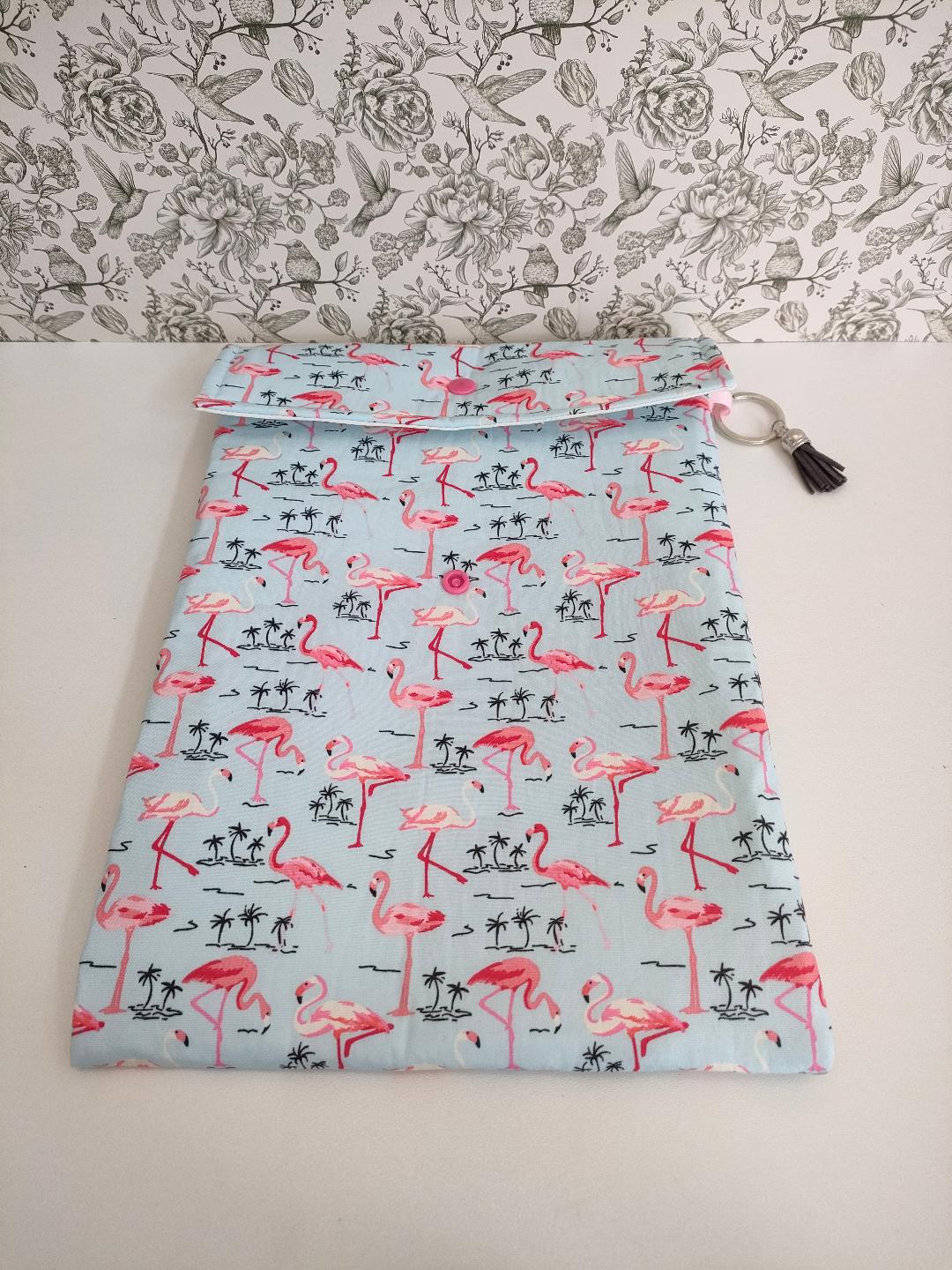 Pink Flamingo Adjustable Book Sleeve, Handmade Padded Protective Book Cosy, Holiday Book Essentials