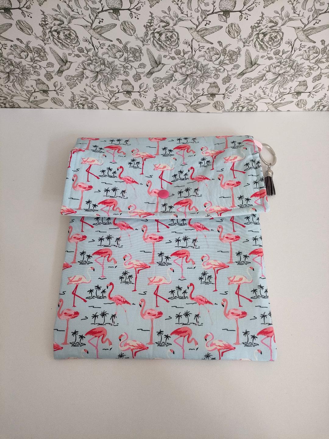 Pink Flamingo Adjustable Book Sleeve, Handmade Padded Protective Book Cosy, Holiday Book Essentials
