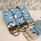 Sheep Themed Key Fob, Farmyard Lanyards, Car key Accesorie, Handy Key Organiser, Blue Fabric Keyring, Gift for Mum, Small Wristlet