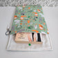 Adjustable Book Sleeve Mint Green, Handmade Padded Protective Book Cosy, Fox Themed Animal Print Tablet Pouch, Holiday Book Essentials