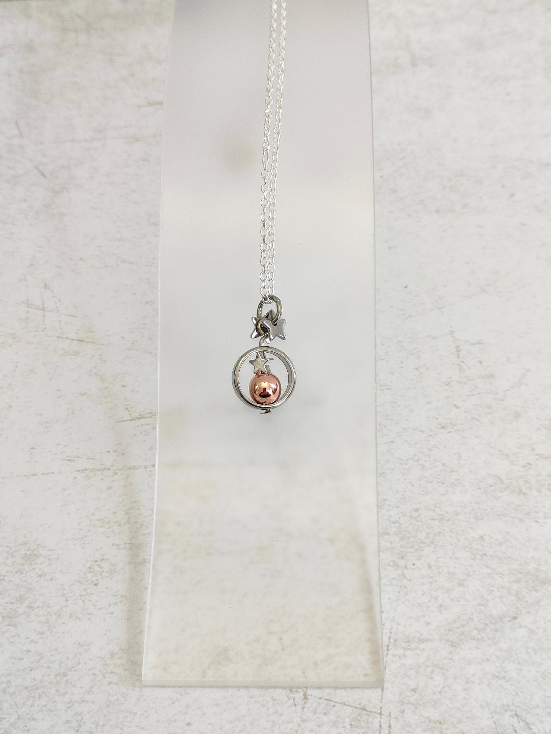 Fidget Necklaces For Stress Relief, Rose Gold Hematite Bead Fidget Jewellery with Stainless Steel Stars, Worry Jewellery For Her.