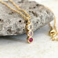 Trio of colour CZ Necklace, Tiny Round CZ Pendant Necklace, Dainty Gold Chain Layered Necklace, Garnet, Clear Gem, Pink stone Necklace