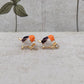 Cute Bird Studs with Cubic Zirconia Stud Earring Findings, Enamel and 925 Sterling Silver Pins