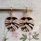 Black and White Enamel Leaf Huggie Hoop Earrings, Oversized Hoops, Hippy Earrings, Fun Leaf Earrings