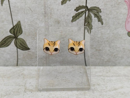 Cute Cat Studs, Tabby Cat Jewellery for Cat Lovers