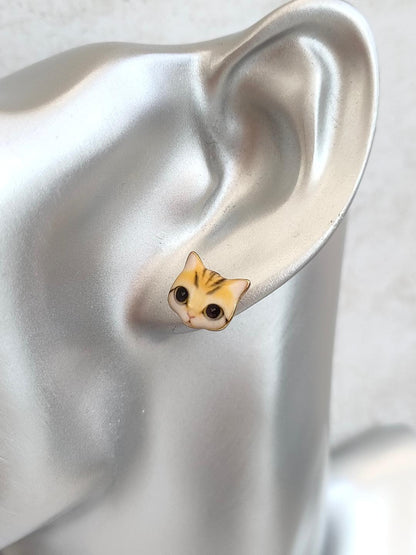 Cute Cat Studs, Tabby Cat Jewellery for Cat Lovers