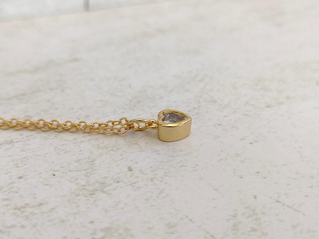 Heart shaped Cubic Zirconia Necklace, Tiny Gold CZ Pendant, Dainty Gold Chain, Gift for Mum