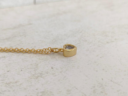 Heart shaped Cubic Zirconia Necklace, Tiny Gold CZ Pendant, Dainty Gold Chain, Gift for Mum