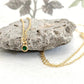 Emerald Green CZ Necklace, Tiny Round CZ Pendant Necklace, Dainty Gold Chain Layered Necklace, Green Gemstone Necklace,