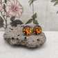 12mm Butterfly Wing Print Studs, Insect Earrings for Her, Orange and Black Butterfly Earrings, Gift for Mum, Hypoallergenic Studs.